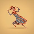 Colorful Vector Illustration Of A Dancing Man With Hat And Scarf