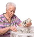 Old woman counting money