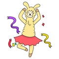 Old woman dancing beautiful ballet, doodle icon image kawaii