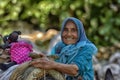 Old woman with a donkey Royalty Free Stock Photo