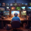 Old woman gamer. Generate Ai