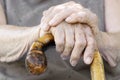 Old woman hands with cane Royalty Free Stock Photo