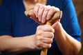 Old woman hands with cane Royalty Free Stock Photo