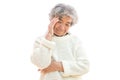 Old woman headache on white background