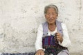 An old woman in Jampaling - Nepal. Royalty Free Stock Photo