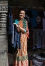 The old woman in kathmandu durbar square in nepal Royalty Free Stock Photo