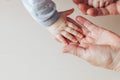 An old woman and a kid holding hands together Royalty Free Stock Photo