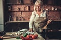 Old woman in kitchen Royalty Free Stock Photo