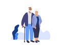 Old woman and man. Happy smilling Grandmother and grandfather. Vector