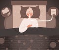 Old Woman in mask sleeping with Cpap, sleep apnea