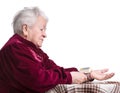 Old woman measures arterial pressure Royalty Free Stock Photo