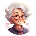 Old woman with nice haircut cartoon character. Happy smiling female grandmother avatar