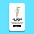 Old Woman Resort Vacation On Sea Beach Vector Royalty Free Stock Photo