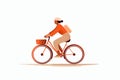 old woman riding bycicle vector flat isolated illustration