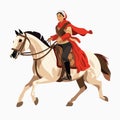 old woman riding horse vector flat minimalistic isolated illustration Royalty Free Stock Photo