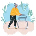 Old woman running with her walker Royalty Free Stock Photo