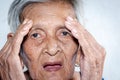 The old woman`s felling lonely.dementia and AlzheimerÃ¢â¬â¢s disease Royalty Free Stock Photo