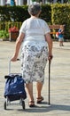 Old woman with shopping bag on the street