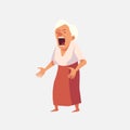 old woman shouts vector flat minimalistic isolated illustration