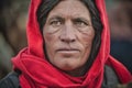 Old woman singer of the Upper Shimshal waiting animals to return from pasture. Royalty Free Stock Photo