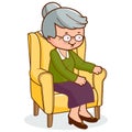 Old woman sitting in an armchair. Vector illustration