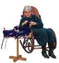 Old woman using a reel