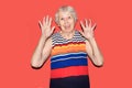 Old Woman with surprised expression on her face Royalty Free Stock Photo