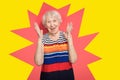 Old Woman with surprised expression on her face Royalty Free Stock Photo