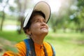 The old woman taking photo on camera. Grandmother wants to capture the moment. Royalty Free Stock Photo