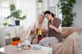 Old woman teaching young woman knitting Royalty Free Stock Photo