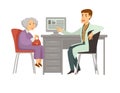 Old woman patient visit doctor vector cartoon icon Royalty Free Stock Photo