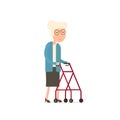 Old woman walking with rollator