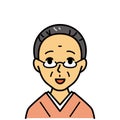 old woman wearing glasses in Japanese kimono, vector