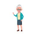 old woman welcoming children in retirement home cartoon vector