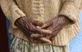 An Old Womans Hands Clasped and Relaxed Close-up