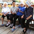 Old women chatting in xijiang miao village, guizhou, china Royalty Free Stock Photo