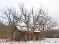 Old wood barn in FingerLakes wine country during late winter Royalty Free Stock Photo