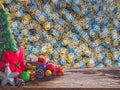 Old wood board And decorations in the space available for placing objects. Background bokeh bubbles colorful. Christmas and New Ye Royalty Free Stock Photo