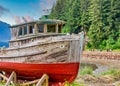 Old Wood Boat on Dry Dock Royalty Free Stock Photo