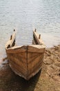 Old wood boat sank on bank