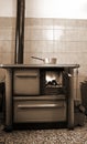 old wood-burning stove in the kitchen of ancient home Royalty Free Stock Photo