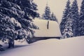 Old wood cabin, covered with snow Royalty Free Stock Photo