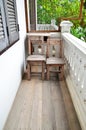 Old wood chair on terrace. Royalty Free Stock Photo