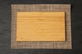 Old Wood Cutting Board Mockup, Vintage Chopping Board Background, Rustic Napkin, Empty Cut Desk Top View Royalty Free Stock Photo