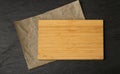 Old Wood Cutting Board Mockup, Vintage Chopping Board Background, Rustic Napkin, Empty Cut Desk Top View Royalty Free Stock Photo