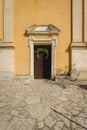 Old Wood Door, Entrance of an Ancient Church, Eze-Ville, Nice, France Royalty Free Stock Photo