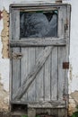 Old wood door. Grey color.