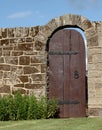 Old Wood Door in Stone Garden Wall