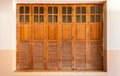 Old Wood Doors with Glasses and Curtains Royalty Free Stock Photo