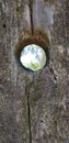 Old wood fencepost with hole